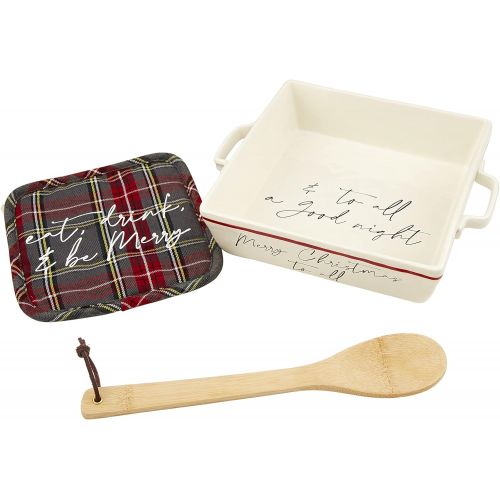  Mud Pie Christmas Baker and Tartan Towel Set, 8.75 x 10.25