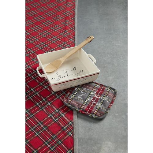  Mud Pie Christmas Baker and Tartan Towel Set, 8.75 x 10.25