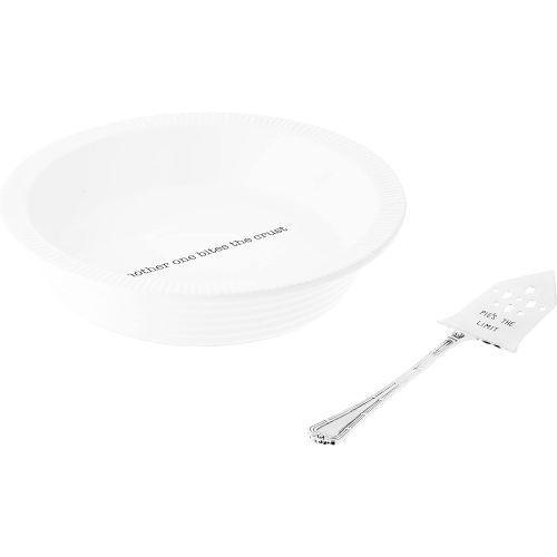  [아마존베스트]Mud Pie Circa Pie Plate with Server, White/Silver