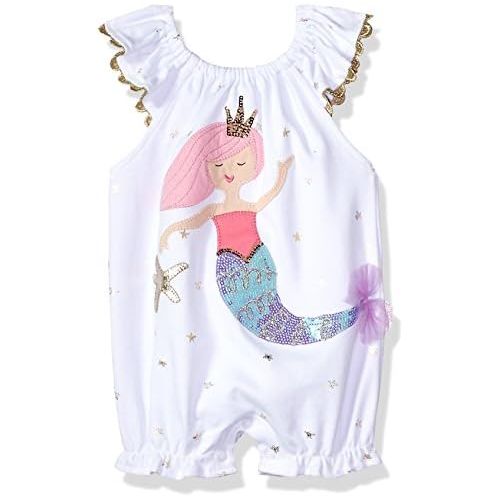  Mud Pie Baby Girls Mermaid Flutter Sleeve Bubble Romper Playwear