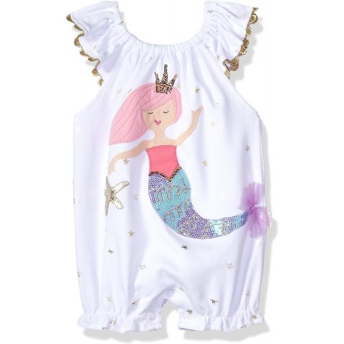  Mud Pie Baby Girls Mermaid Flutter Sleeve Bubble Romper Playwear