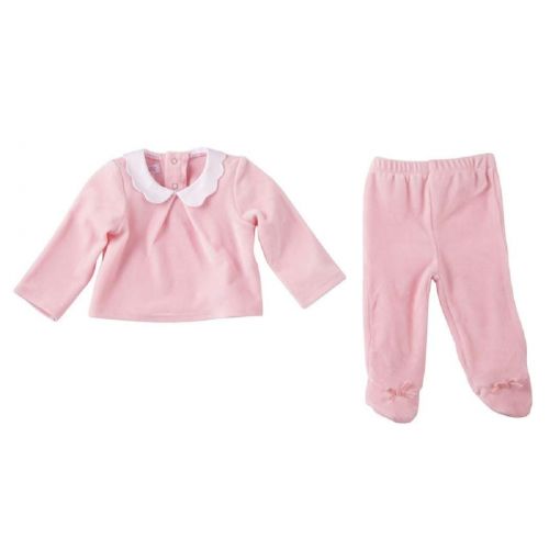  Mud Pie Pink Velour Three Piece Set, 0-3 Months