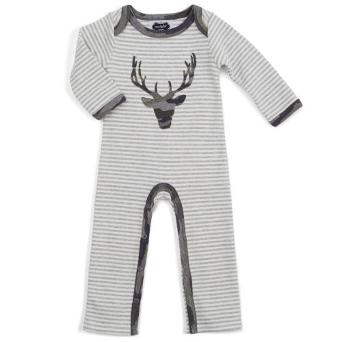  Mud Pie Baby Boys Little Deer Collection One-Piece With Stag Deer Applique