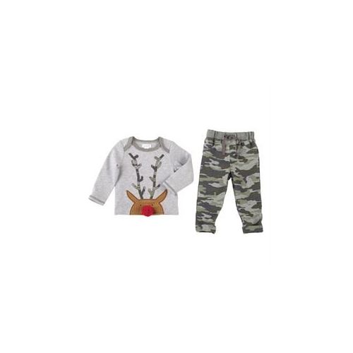  Mud Pie Mens Christmas Camo Reindeer Long Sleeve Two-Piece Set (Infant)