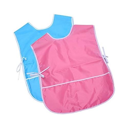  [아마존베스트]Mudder 2 Pieces Childrens Art Smock, Artist Smock, Waterproof Painting Apron (Blue and Pink)