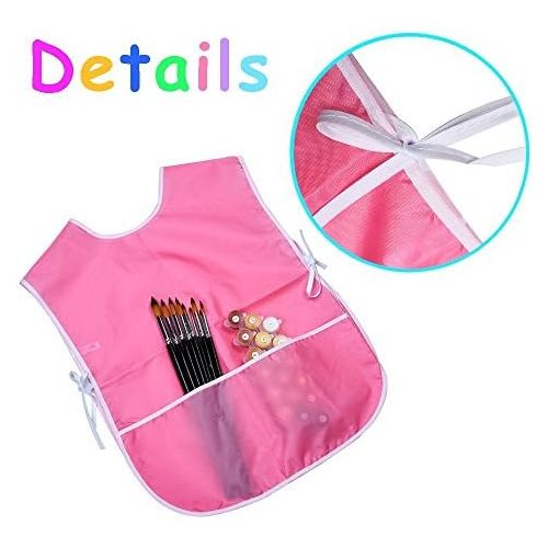  [아마존베스트]Mudder 2 Pieces Childrens Art Smock, Artist Smock, Waterproof Painting Apron (Blue and Pink)