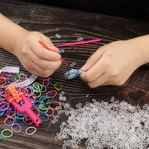  [아마존베스트]300 Pieces S Clips Rubber Band Clips Loom Band Clips Plastic Connectors Refills Bracelet Loom Clips for Loom Bracelets (Clear)