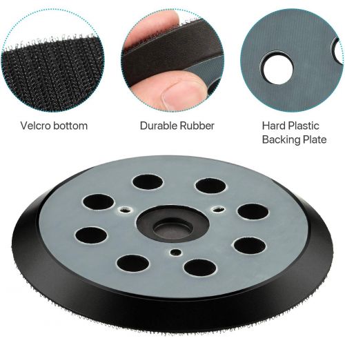  Mudder 2 Pieces 2 Pieces 5 Inch 8 Hole Replacement Sander Pad Sander Hook and Loop Replacement Sanding Pad Compatible with Makita BO5010, BO5030K, BO5031K, BO5041K