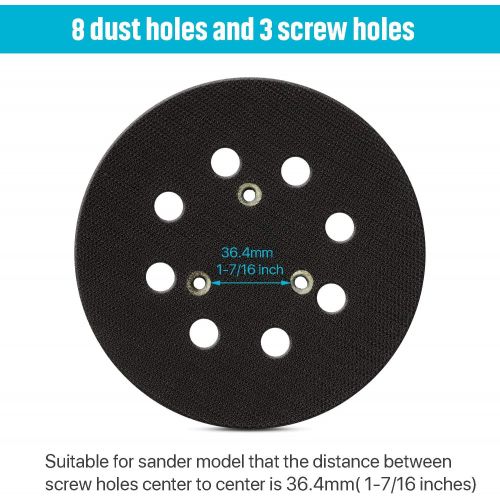  Mudder 2 Pieces 2 Pieces 5 Inch 8 Hole Replacement Sander Pad Sander Hook and Loop Replacement Sanding Pad Compatible with Makita BO5010, BO5030K, BO5031K, BO5041K