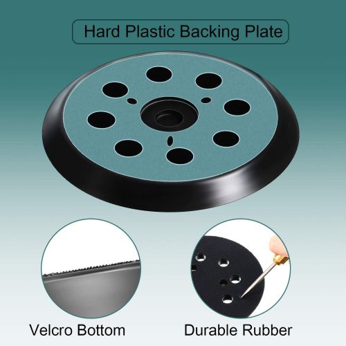  Mudder 5 Pieces 5 Inch 8 Hole Replacement Sander Pad 3 Eye Hook and Loop Sander Pad Sanding Backing Plates Compatible with & Makita