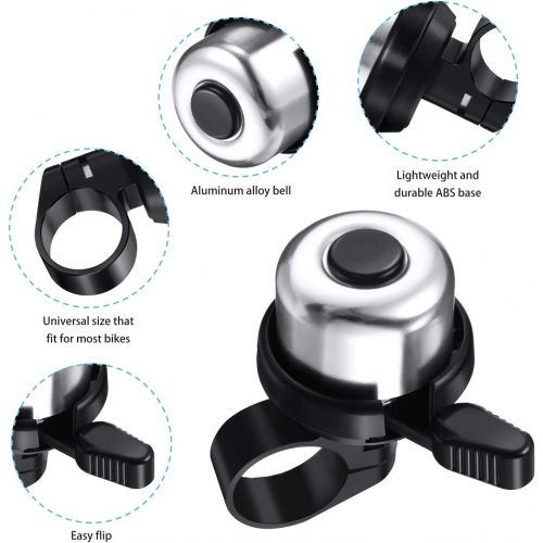  Mudder 4 Pieces Bike Bell Bicycle Bell Bike Ring Bell Aluminum Alloy Bike Bell Cycling Bike Horn with Crisp Sound for Adults and Kids for Mountain Bike Road Bike