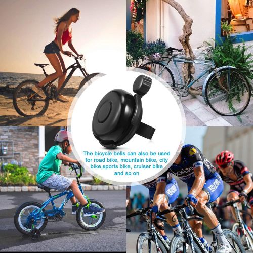  Mudder 4 Pieces Bicycle Bell Classic Bike Bells Aluminum Alloy Bicycle Bell Loud Clear Sound Bike Bell Bike Bell Ring Mini Bicycle Bell for Adult Kids Students (Black)