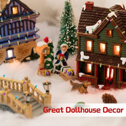  Mudder Dollhouse Miniature Fake Light String Dollhouse Christmas Decoration Colorful String Lights Model Doll House Miniature Furniture Accessories for Dollhouse Decor (Cone Style,197 Inc