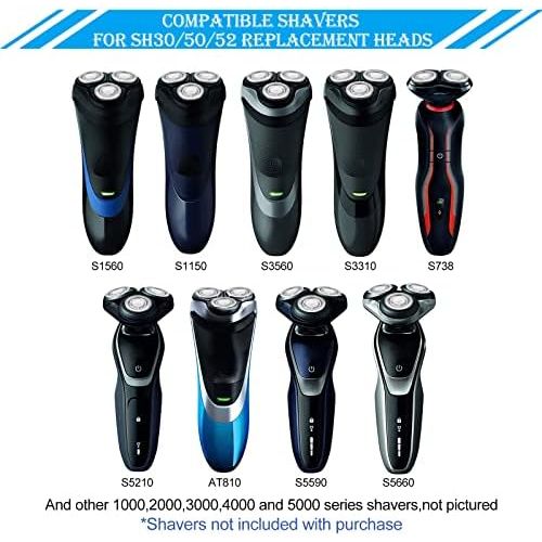  Mudder SH30 / 50 / 52 Razor Replacement Heads Compatible with Electric Shaver Series 1000, 2000, 3000, 5000 and Model AT8xx/ AT7xx/ PT8xx with Sharpener Blade, Not Original (9 Pieces)