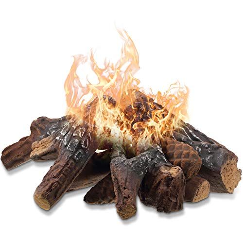  Mudder Ceramic Fiber Wood Small Size Gas Fireplace Logs for Most Types of Indoor, Gas Insert, Ventless, Propane, Gel, Ethanol, Electric, Outdoor Fireplaces, Fire Pits, Clean Burning Acces