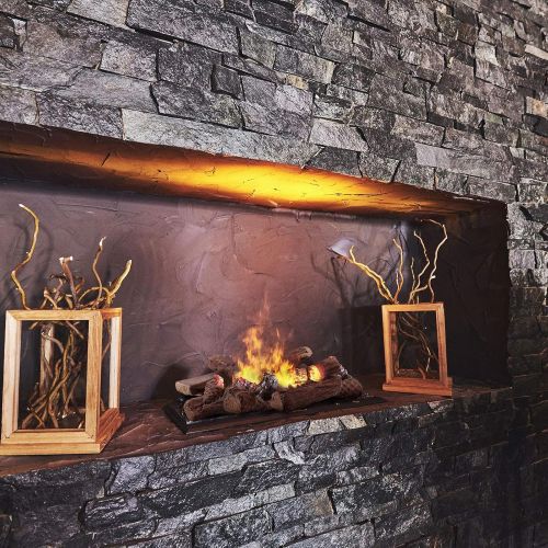  Mudder Ceramic Fiber Wood Small Size Gas Fireplace Logs for Most Types of Indoor, Gas Insert, Ventless, Propane, Gel, Ethanol, Electric, Outdoor Fireplaces, Fire Pits, Clean Burning Acces