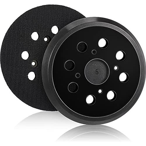  Mudder 5 Inch 8 Hole Hook and Loop Orbital Sander Replacement Pad Backing Pad (Black, 2 Pieces