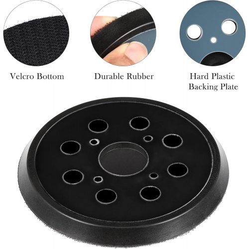  Mudder 5 Inch 8 Hole Hook and Loop Orbital Sander Replacement Pad Backing Pad (Black, 2 Pieces