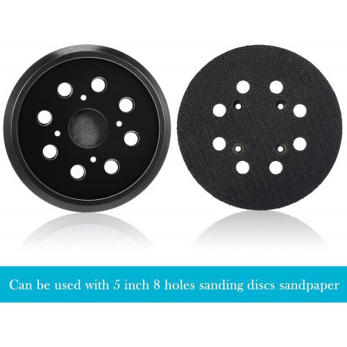  Mudder 5 Inch 8 Hole Hook and Loop Orbital Sander Replacement Pad Backing Pad (Black, 2 Pieces