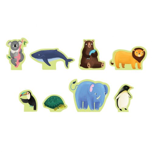  Mudpuppy Animals of The World Jigsaw Puzzle, 36 Pieces - Map of World Puzzle with 8 Animal Play Figures, Ages 3+