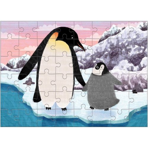  Mudpuppy Emperor Penguin Mini Puzzle, 48 Pieces, 8” x 5.75” ? Perfect Family Puzzle for Ages 4+ ? Jigsaw Puzzle Featuring a Colorful Illustration of Penguins, Informational Insert