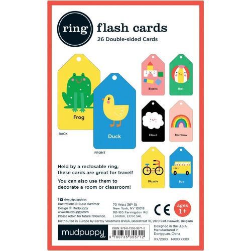  [아마존베스트]Mudpuppy Babys First Words Flash Cards  26 Double-Sided Word Flash Cards on a Reclosable Plastic Ring, Learning Game for Babies and Toddlers Ages 3 to 5, Multicolor