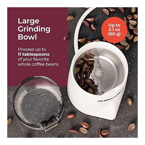  Mueller Austria HyperGrind Precision Electric Spice/Coffee Grinder Mill with Large Grinding Capacity and HD Motor also for Spices, Herbs, Nuts, Grains, White