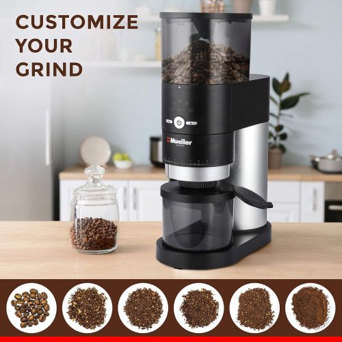  Mueller Austria Mueller Ultra-Grind Conical Burr Grinder Professional Series, Innovative Detachable PowderBlock Grinding Chamber for Easy Cleaning and 40mm Hardened Gears for Long Life