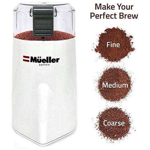  Mueller Austria Mueller HyperGrind Precision Electric Spice/Coffee Grinder Mill with Large Grinding Capacity and HD Motor also for Spices, Herbs, Nuts, Grains, White