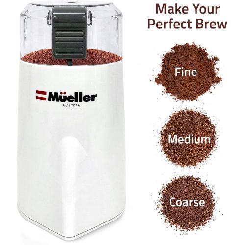  Mueller Austria Mueller HyperGrind Precision Electric Spice/Coffee Grinder Mill with Large Grinding Capacity and HD Motor also for Spices, Herbs, Nuts, Grains, White