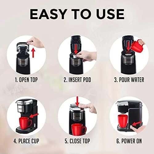  Mueller Austria Mueller Ultimate Single Serve Coffee Maker, Personal Coffee Brewer Machine for Single Cup Pods, 10oz Water Tank, Quick Brewing, One Touch Operation, Compact Size,for Home,Office, R