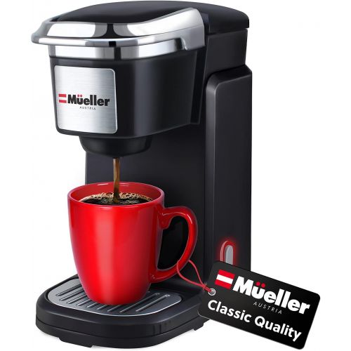  Mueller Austria Mueller Ultimate Single Serve Coffee Maker, Personal Coffee Brewer Machine for Single Cup Pods, 10oz Water Tank, Quick Brewing, One Touch Operation, Compact Size,for Home,Office, R