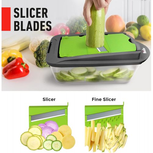  Mueller Austria Mueller Pro-Series 10-in-1, 8 Blade Vegetable Slicer, Onion Mincer Chopper, Vegetable Chopper, Cutter, Dicer, Egg Slicer with Container