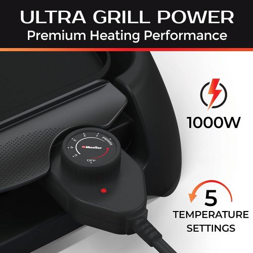  Mueller Austria Mueller Ultra GrillPower 2-in-1 Smokeless Electric Indoor Removable Grill and Griddle Combo, Nonstick Plate, with Adjustable Temperature, 120V