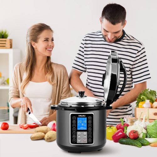  Mueller Austria Mueller 6 Quart Pressure Cooker 10 in 1, Cook 2 Dishes at Once, Tempered Glass Lid incl, Saute, Slow Cooker, Rice Cooker, Yogurt Maker and Much More