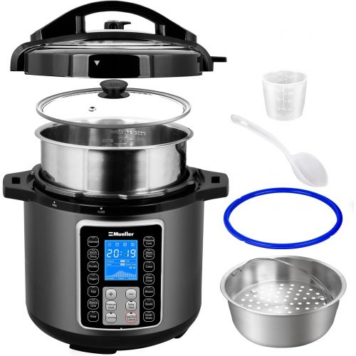  Mueller Austria Mueller 6 Quart Pressure Cooker 10 in 1, Cook 2 Dishes at Once, Tempered Glass Lid incl, Saute, Slow Cooker, Rice Cooker, Yogurt Maker and Much More