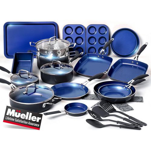  Mueller Austria Mueller Sapphire UltraClad Kitchen Pots and Pans Set Nonstick Induction Cookware Sets -24pc Induction Pots and Pans for Cooking Kitchen Cookware Sets,Frying Pans Nonstick Pots and