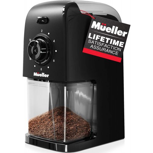  Mueller Austria Mueller SuperGrind Burr Coffee Grinder Electric with Removable Burr Grinder Part - Up to 12 Cups of Coffee, 17 Grind Settings with 5,8oz/164g Coffee Bean Hopper Capacity, Black