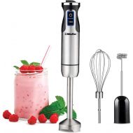 Mueller Austria Mueller Ultra-Stick 500 Watt 9-Speed Immersion Multi-Purpose Hand Blender Heavy Duty Copper Motor Brushed 304 Stainless Steel With Whisk, Milk Frother Attachments