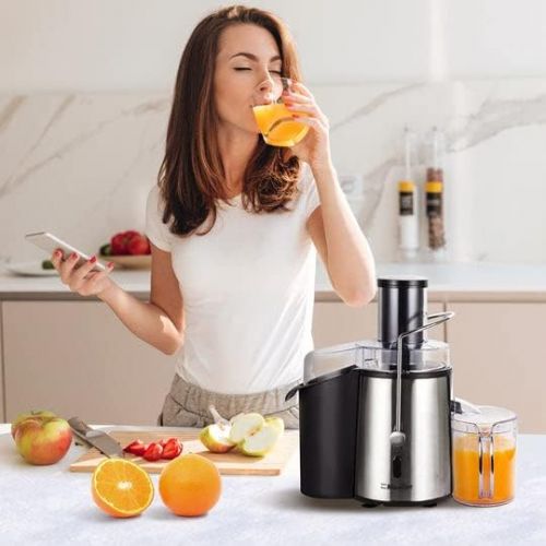  Mueller Austria Mueller Juicer Ultra Power, Easy Clean Extractor Press Centrifugal Juicing Machine, Wide 3 Feed Chute for Whole Fruit Vegetable, Anti-drip, High Quality, Large, Silver