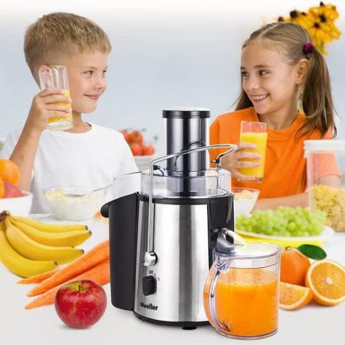  Mueller Austria Mueller Juicer Ultra Power, Easy Clean Extractor Press Centrifugal Juicing Machine, Wide 3 Feed Chute for Whole Fruit Vegetable, Anti-drip, High Quality, Large, Silver