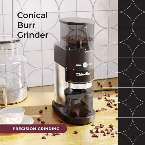  Mueller Austria Mueller Ultra-Grind Conical Burr Grinder Professional Series, Innovative Detachable PowderBlock Grinding Chamber for Easy Cleaning and 40mm Hardened Gears for Long Life