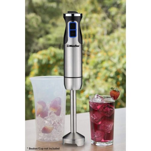  Mueller Austria Ultra-Stick 500 Watt 9-Speed Immersion Multi-Purpose Hand Blender Heavy Duty Copper Motor Brushed 304 Stainless Steel With Whisk, Milk Frother Attachments