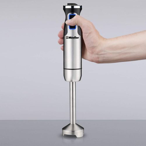  Mueller Austria Ultra-Stick 500 Watt 9-Speed Immersion Multi-Purpose Hand Blender Heavy Duty Copper Motor Brushed 304 Stainless Steel With Whisk, Milk Frother Attachments