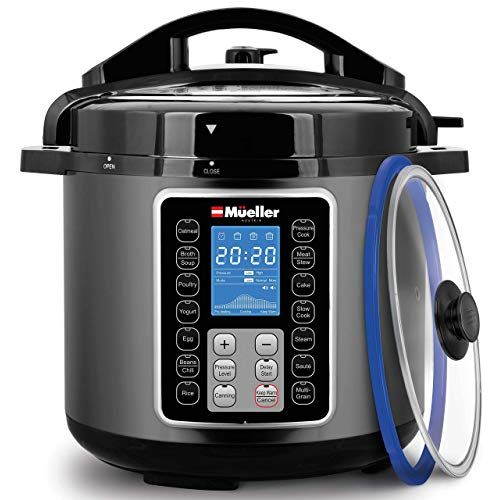  Mueller Austria Mueller 6 Quart Pressure Cooker 10 in 1, Cook 2 Dishes at Once, Tempered Glass Lid incl, Saute, Slow Cooker, Rice Cooker, Yogurt Maker and Much More