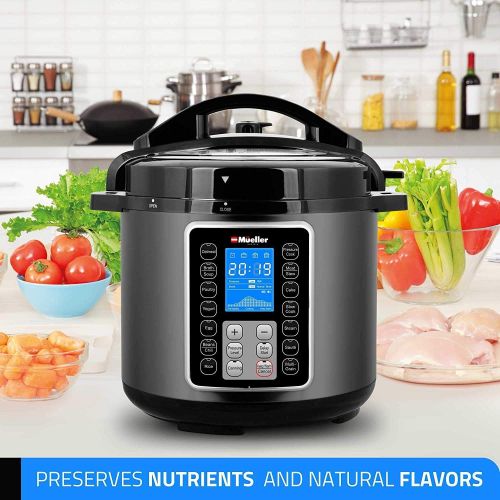  Mueller Austria Mueller 6 Quart Pressure Cooker 10 in 1, Cook 2 Dishes at Once, Tempered Glass Lid incl, Saute, Slow Cooker, Rice Cooker, Yogurt Maker and Much More