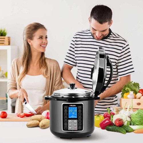  Mueller Austria Mueller 6 Quart Pressure Cooker 10 in 1, Cook 2 Dishes at Once, Tempered Glass Lid incl, Saute, Slow Cooker, Rice Cooker, Yogurt Maker and Much More