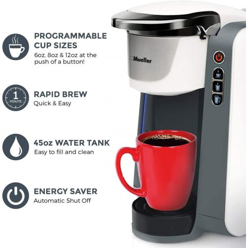  [아마존베스트]Mueller Austria Mueller Single Serve Pod Compatible Coffee Maker Machine With 4 Brew Sizes, Rapid Brew Technology with Large Removable 48 oz Water Tank