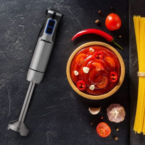  [아마존베스트]Mueller Austria Ultra-Stick 500 Watt 9-Speed Immersion Multi-Purpose Hand Blender Heavy Duty Copper Motor Brushed 304 Stainless Steel With Whisk, Milk Frother Attachments