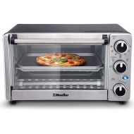 [아마존베스트]Mueller Austria Toaster Oven 4 Slice, Multi-function Stainless Steel Finish with Timer - Toast - Bake - Broil Settings, Natural Convection - 1100 Watts of Power, Includes Baking Pan and Rack by Mu